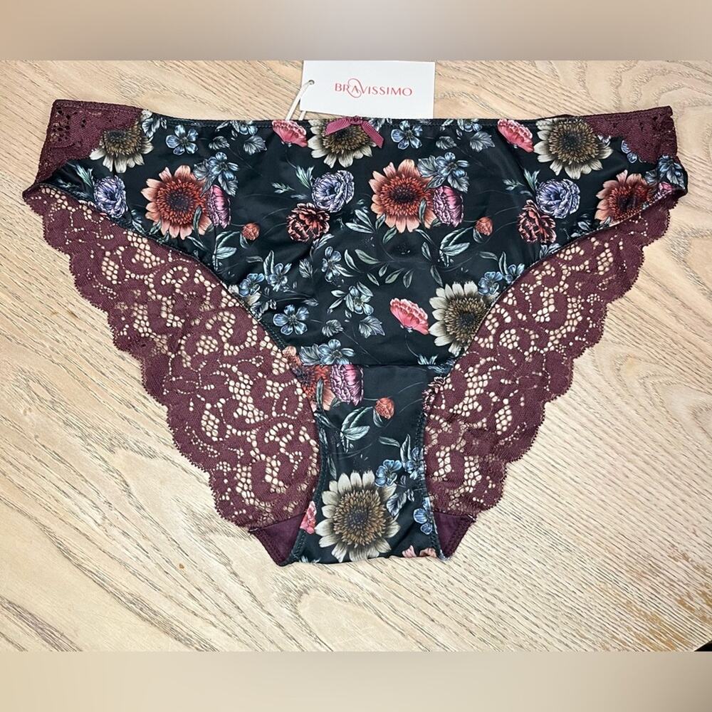 NWT Bravissimo Fleur Dark Floral Brief Underwear Women’s Size XL